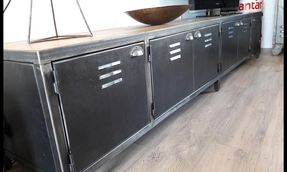 Meuble TV en acier style atelier : ARINOX - 