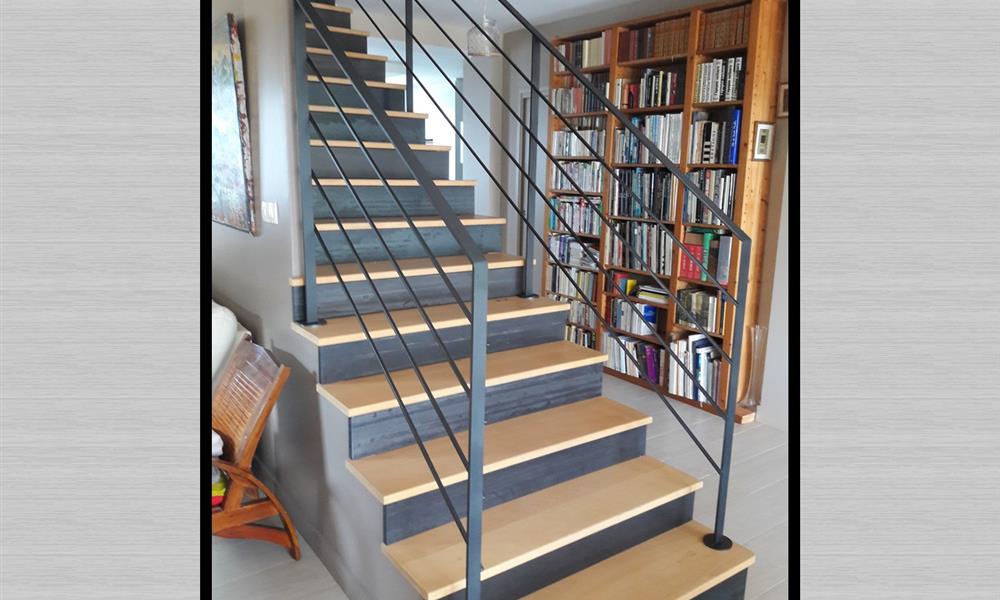 Habillage escalier béton,contre-marche acier et garde du corps ARINOX - 