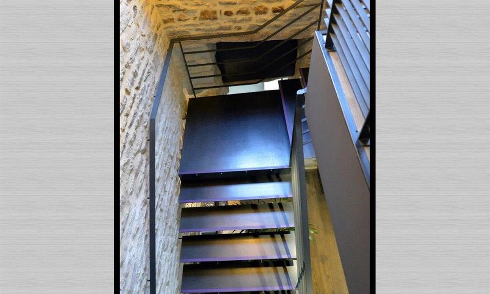 Escalier avec palier tout acier ARINOX - 