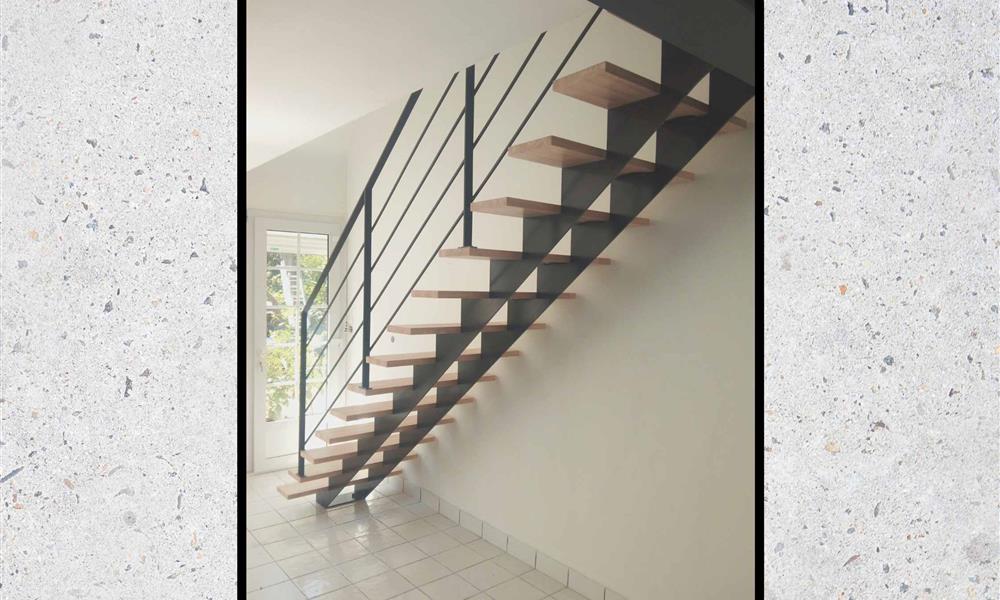 Escalier limon central marche baubuche ARINOX - 