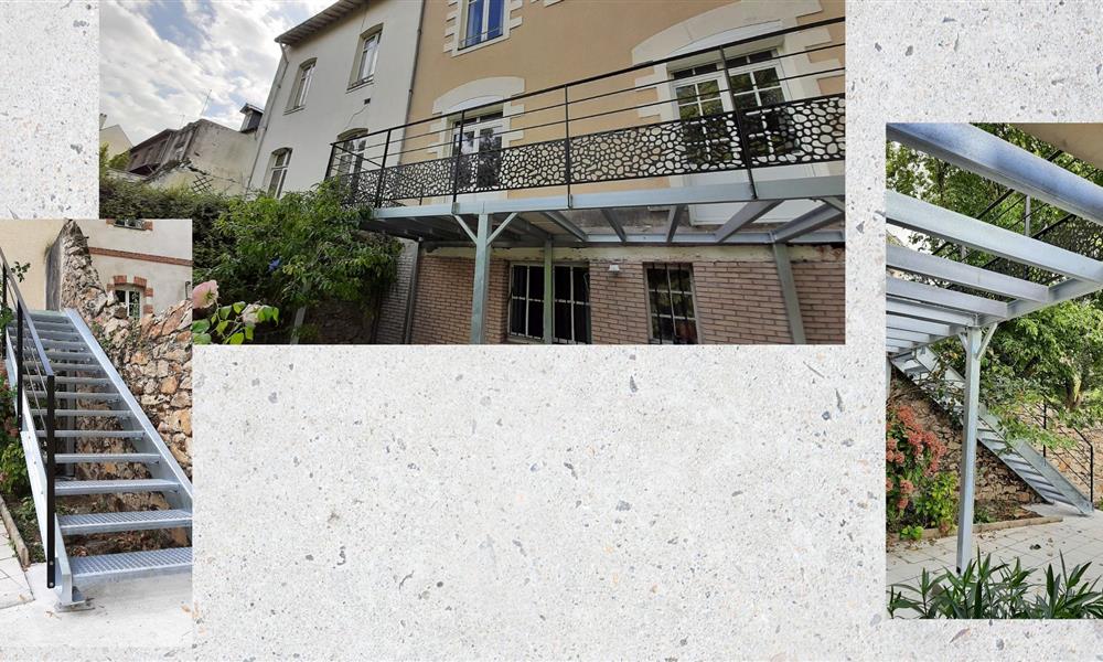 Structure de terrasse avec escalier et garde corps ARINOX - 