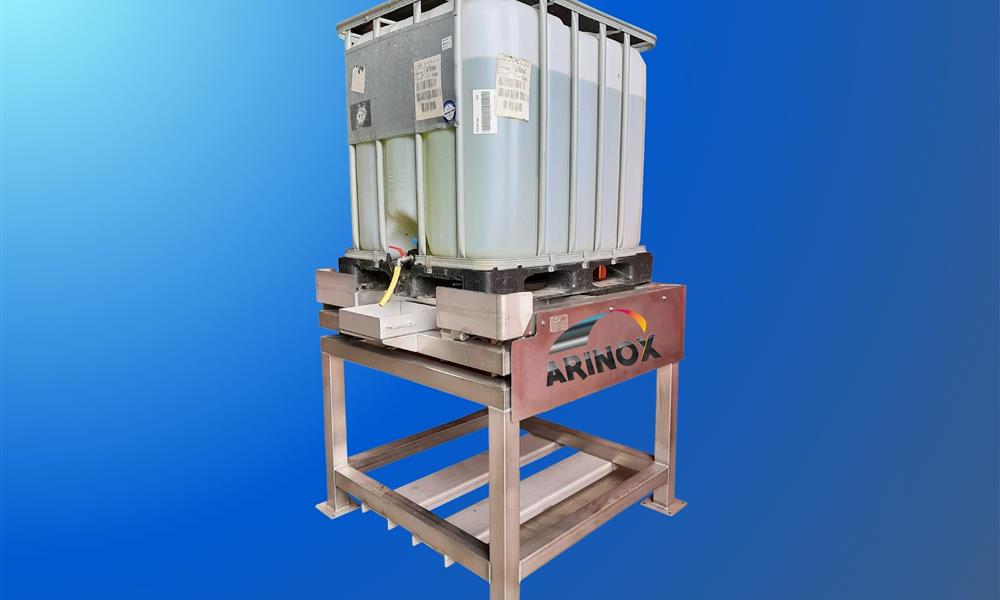 Inclineur vidangeur basculeur pesage container IBC 1000Lsur pesons - ARINOX - 
