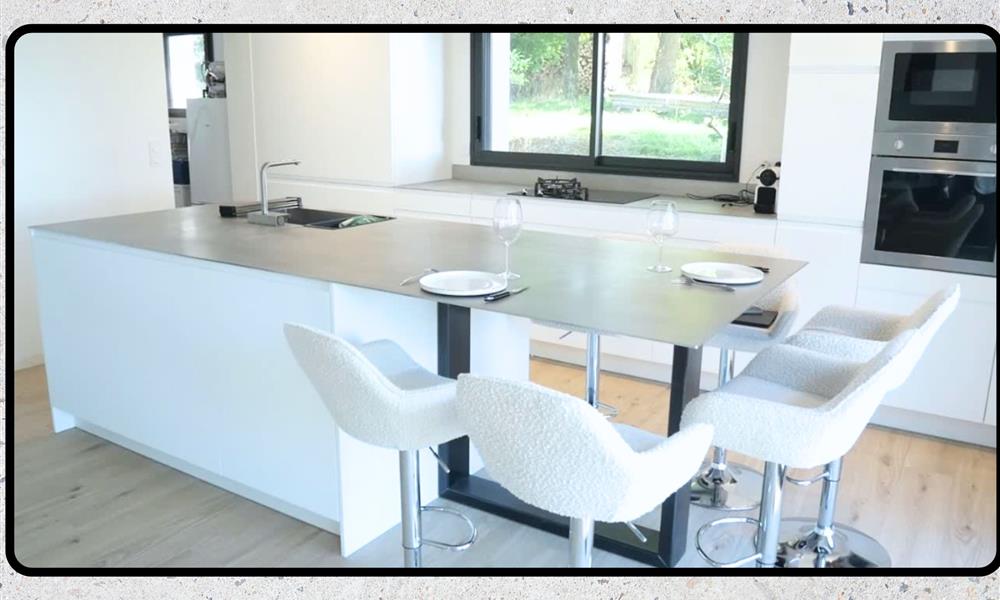 Ilot central en INOX massif 5mm,finition vibrée, DESIGN  moderne et élégant ARINOX - 